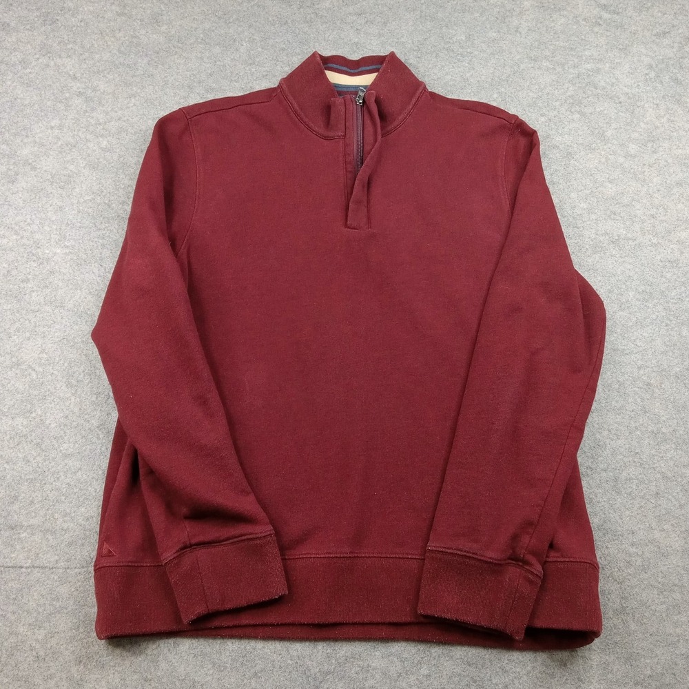 UNTUCKit Sweatshirt Mens Large Red 1/4 Zip Fleece Pullover Solid Mock Neck